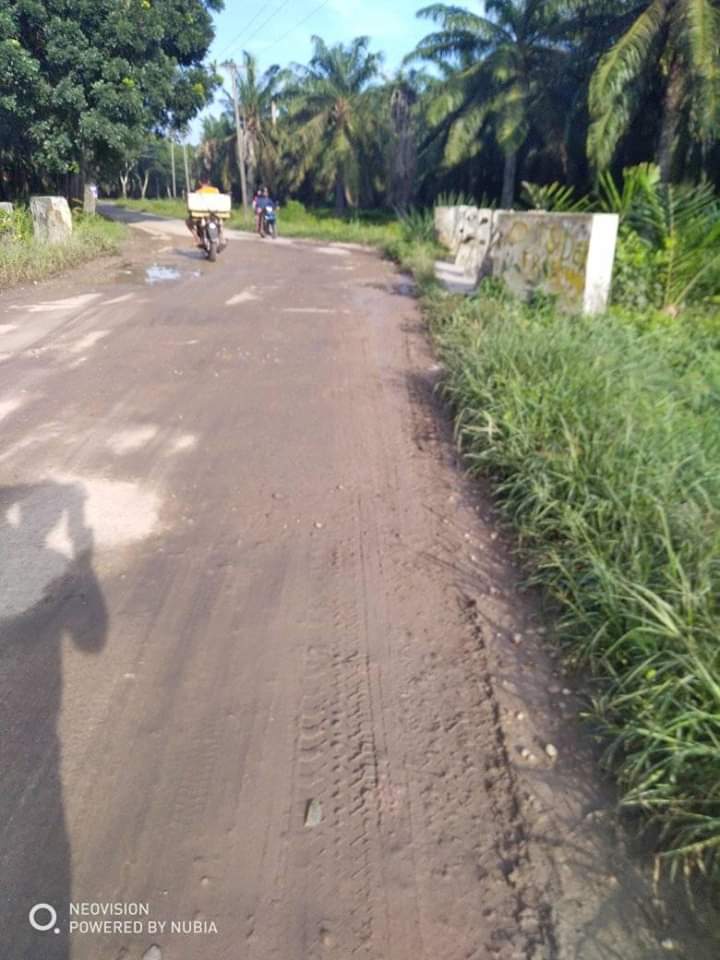 Photo of Jalan Di Kecamatan Secanggang Aspalnya Terkupas dan Berlubang