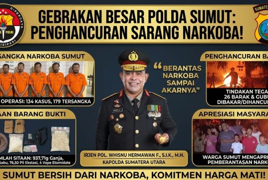 Dalam 72 Jam, Polda Sumut Gempur Sarang Narkoba: 134 Kasus Terbongkar, 26 Barak Dimusnahkan