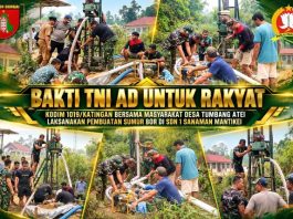 Bakti TNI AD Untuk Rakyat : Kodim 1019/Katingan Bersama Masyarakat Buat Sumur Bor di SDN 1 Sanaman Mantikei