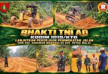 Bhakti TNI AD : Kodim 1019/KTG Lanjutkan Pekerjaan Peningkatan Jalan dari Kecamatan Sanaman Mantikei ke Petak Malai